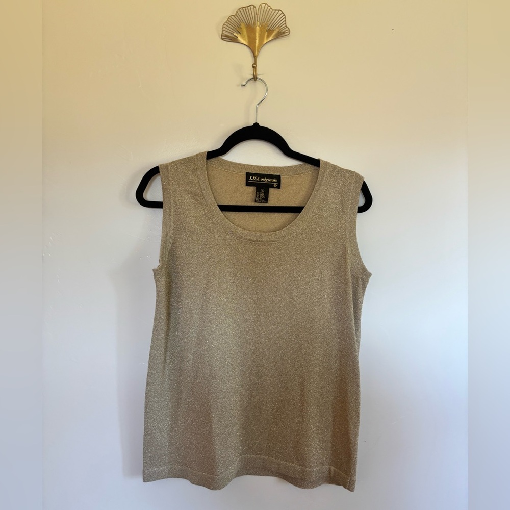 LISA Originals Metallic Gold Sleeveless Knit Tank – Size L